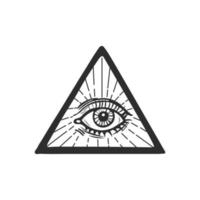 Masonic eye in retro style on white background. vector