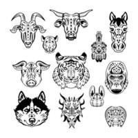 Chinese zodiac signs vector illustration.