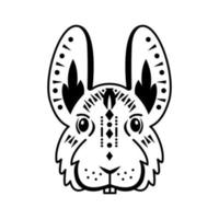 cabeza de conejo estilizada signo del zodiaco chino. vector