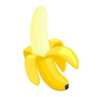Realistic fresh yellow banana isolated on white background - Vector