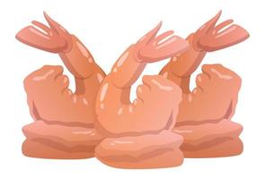 Realistic fresh boiled shrimp on white background - Vector