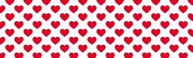 Panoramic pattern white background with many red hearts - Vector