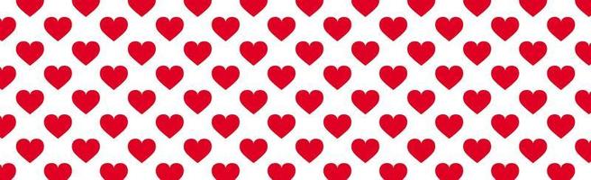 Panoramic pattern white background with many red hearts - Vector