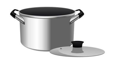 Realistic deep saucepan on a white background - Vector