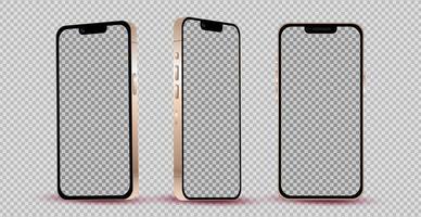 Realistic mocap without background gold mobile phone - Vector