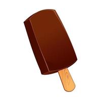 Realistic chocolate ice cream on a stick isolated on white background - Vector