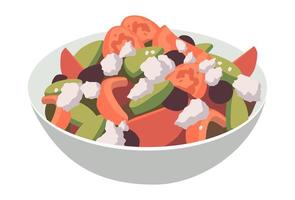 Realistic dish of Greek salad on white background - Vector