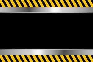 Warning stripe background with metal template. yellow caution stripe background with steel shape vector