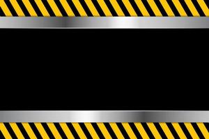 Warning stripe background with metal template. yellow caution stripe background with steel shape vector