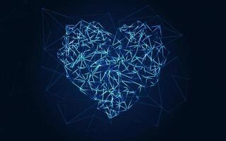 Blue space valentine card with plexus line. Geometric modern pattern with light. Network banner for website graphic vector