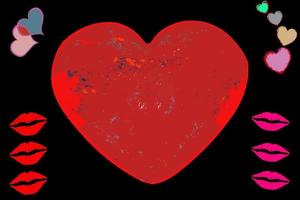 Abstract red heart in Zine Culture Style on black background. Happy valentine's day in Zine Style. vector