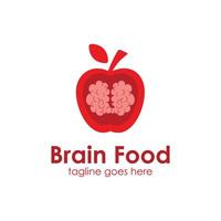 plantilla de diseño de logotipo de comida para el cerebro con manzana de fruta, simple y única. perfecto para negocio, mercado, tienda, etc. vector