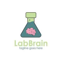 logotipo de cerebro de laboratorio con plantilla de diseño de laboratorio de botella, simple y único. perfecto para negocios, ciencia, etc. vector