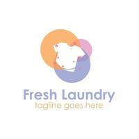 Fresh Laundry logo design template with soft color and T-shirt. perfect for business, home, market, people, etc. vector