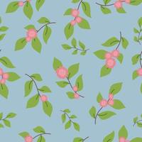 Seamless cute vector spring floral pattern with flowers, plants, branches, leaves, nature on blue. hand drawing. floral background. elegant the template for fashion prints.