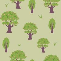 Spring or summer seamless pattern with stylized trees. vector spring floral pattern with flowers, plants, leaves, nature