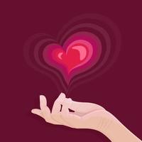Hand with love heart vector illustration