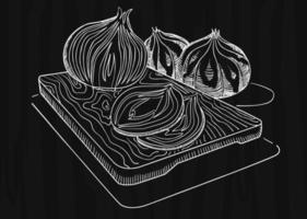 Onions on a cutting board vector illustration