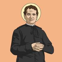 Saint John Don Bosco Colored Vector Illustration