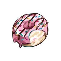 Donut with npink glaze, vector drawing