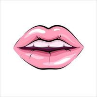labios de mujer rosa vector