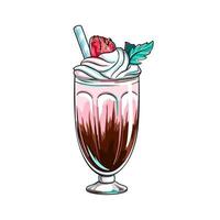 Strawberry chocolate milkshake vector