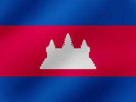 Vector Realistic Wavy Illustration Of Cambodia Flag Design