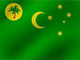 Vector Realistic Wavy Illustration Of Cocos or Keeling Island Flag Design