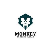Simple hexagon monkey logo template vector