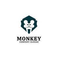 Simple hexagon monkey logo template vector