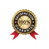 Label Customer Satisfaction Guarantee Certification Badge in Gold and Silver. Symbol of Brilliant Quality Product Packaging. vector