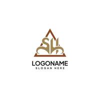 Initials SH Logo Template With Triangles vector