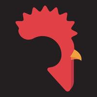 el logotipo de la letra r tiene la forma de una cabeza de gallo. diseño de letras simples. logotipo de empresa culinaria. mascota de diseño simple vector