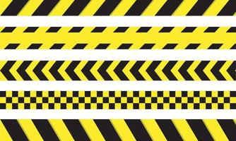 cinta de línea de crimen. policía peligro precaución vector barrera amarilla. no cruzar la línea de seguridad. diseño simple.