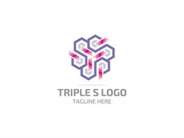 plantilla de alfabeto de letra de logotipo de triple s gratis vector