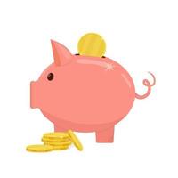 Coins and a piggy bank