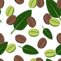 Green and brown coffee beans seamless pattern