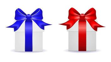 Gift boxes with red and blue bow set vector