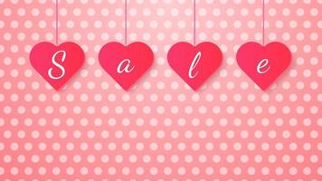 Valentine's day sale background with heart shaped pendants vector