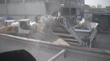 Garbage shredder Machine with Conveyor at the Trash sorting Station video