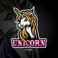 diseño de logotipo de esport de mascota de unicornio. vector