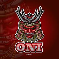 Oni mask esport logo mascot design vector