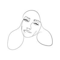 Abstract One Line Simple Continuous Woman's Face vector