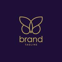 illustration of a butterfly design logo with a crown, with a touch of flat and luxury logo design vector