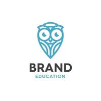 ilustración de logotipos de diseño de búhos para la educación, con un toque de estilo moderno y líneas de diseño de logotipos vector