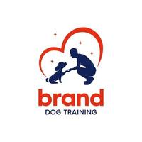 illustration of dog and human chemistry logo design, for dog training, with a bold touch and a modern logo design vector