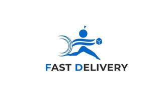 Fast delivery logo template design with a running man with Vector illustration