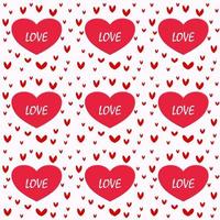Repeating hearts, round dots and the handwritten word Love for the background. vector