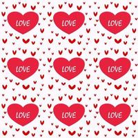 Repeating hearts, round dots and the handwritten word Love for the background. vector