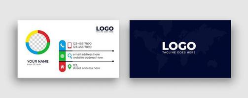 Double-sided  simple business card design with user interface. Creative and Clean visiting card. modern blue business card print template. vector